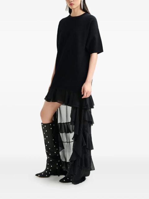 Essentiel Antwerp Imaille ruffled sheer mini dress - Black