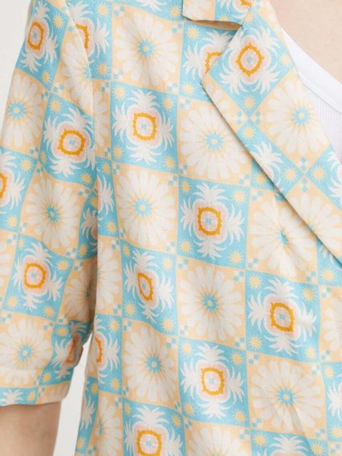 Never Fully Dressed marynarka z domieszką lnu dwurzędowa wzorzysta