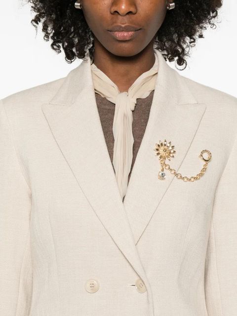 Maje brooch-detail blazer - Neutrals