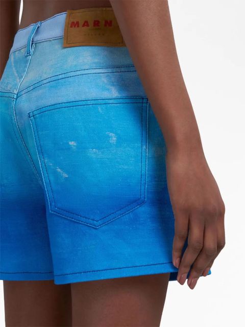 Marni tie-dye high-waist shorts - Blue