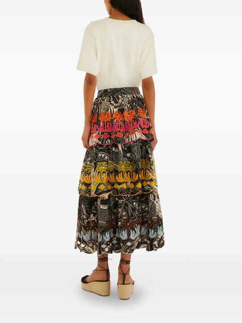 FARM Rio tiered print skirt - Black