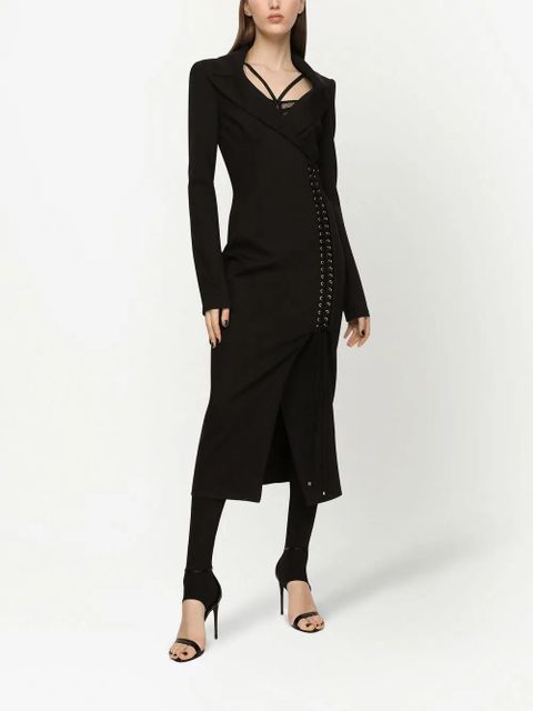 Dolce & Gabbana lace-up midi coat dress - Black