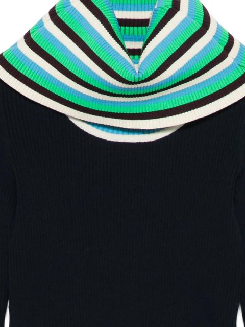 Sunnei folded striped long-sleeve sweater - Blue