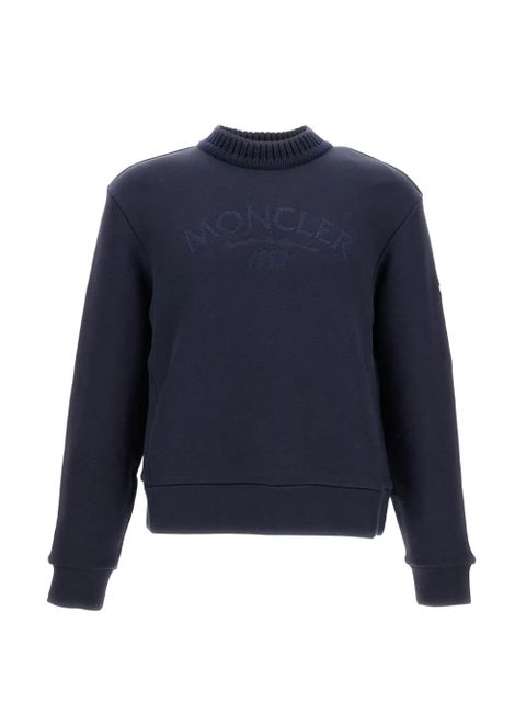 Moncler ribbed-cuffs embroidered sweatshirt - Blue - zdjęcie produktu nr 1