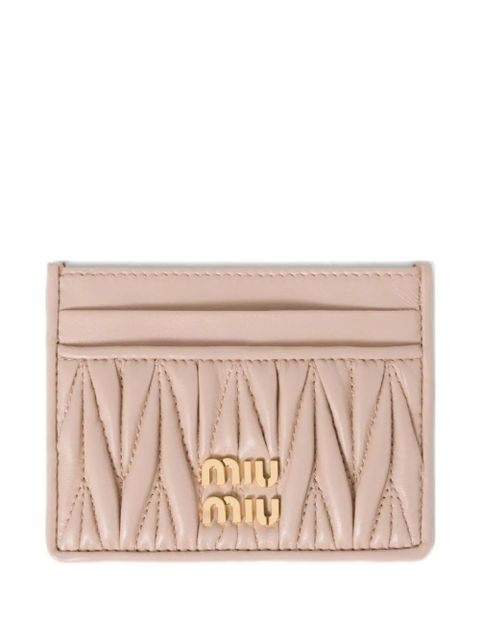 Miu Miu Matelassé nappa leather card holder - Pink - zdjęcie produktu nr 1