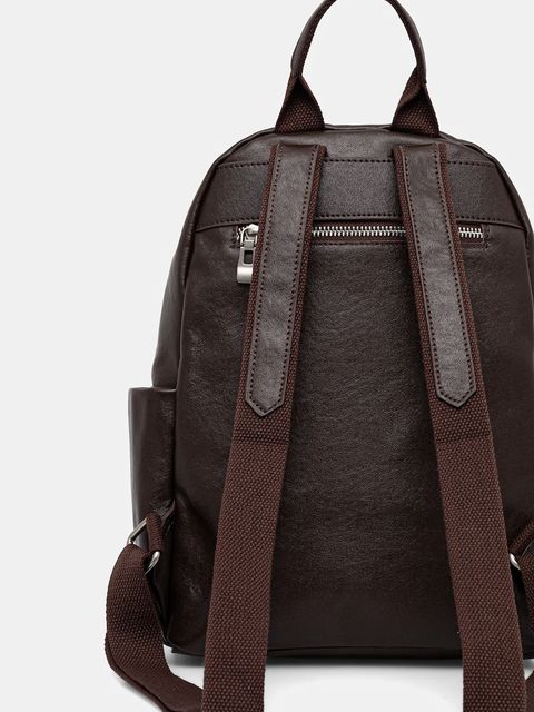 Answear.LAB plecak skórzany damski kolor brązowy mały gładki - zdjęcie produktu nr 2