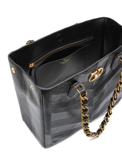 Valentino Garavani chevron-quilted chain-strap tote bag - Black