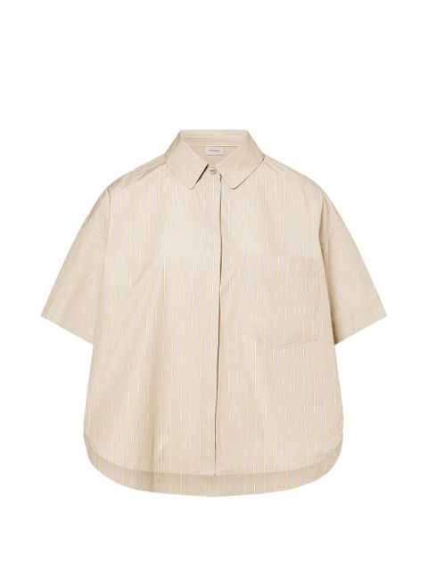 Yves Salomon striped short-sleeve poplin shirt - Neutrals - zdjęcie produktu nr 1