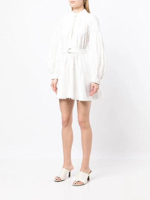 Acler belted-waist long-sleeve dress - White - zdjęcie produktu nr 2
