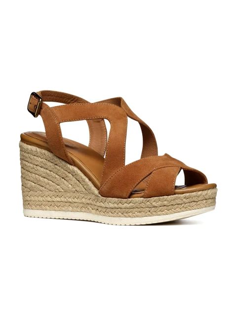 Geox espadryle zamszowe D PONZA kolor brązowy na koturnie D35GVC 00021 C6001