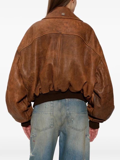 AMIRI pockets zip-up leather jacket - Brown - zdjęcie produktu nr 2