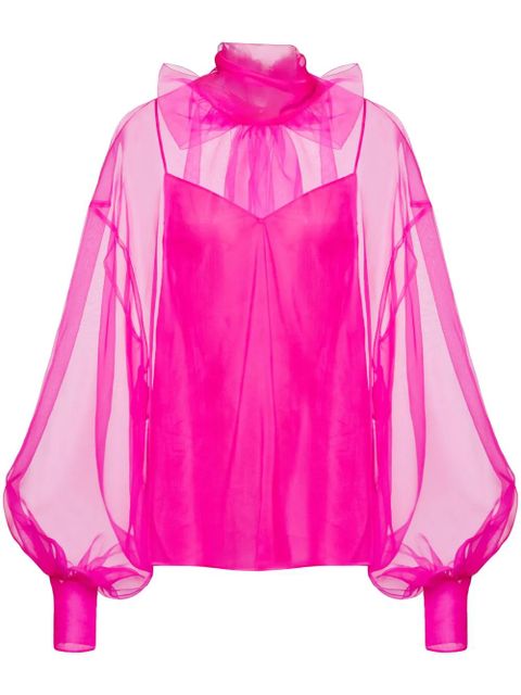 Valentino Garavani bow-detail organza silk blouse - Pink - zdjęcie produktu nr 1