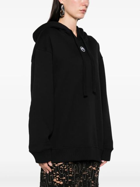 Marine Serre Moon-embroidered organic cotton hoodie - Black