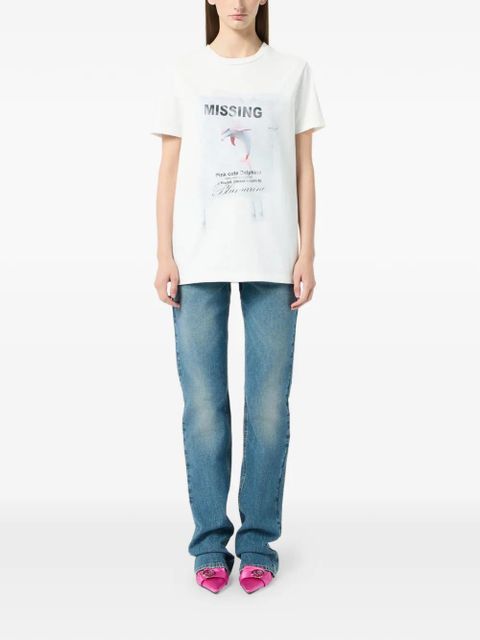 Blumarine dolphin-print jersey T-shirt - White