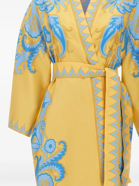 ETRO ornate-print belted robe dress - Yellow