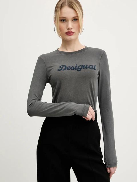 Desigual longsleeve WISCONSIN kolor szary 25SWTK85