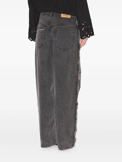 ISABEL MARANT Maella fringed embroidered jeans - Grey
