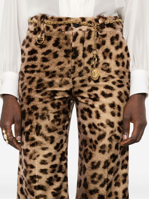 Chloé leopard-print velvet trousers - Brown