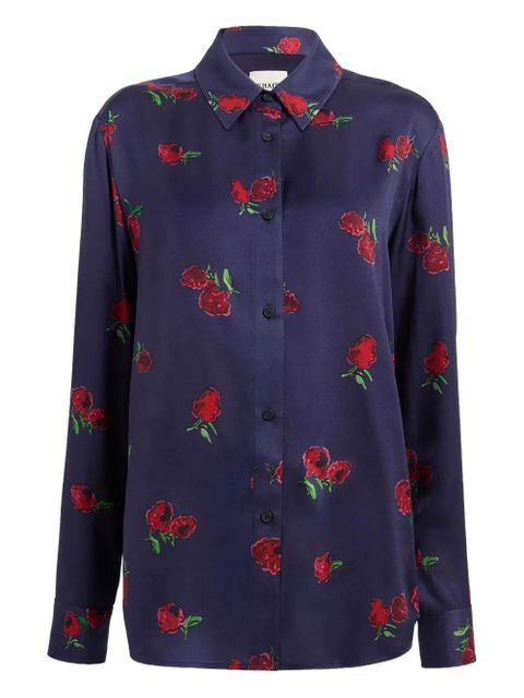 KHAITE rose-print button-down shirt - Blue - zdjęcie produktu nr 1