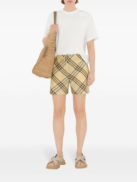 Burberry Check linen shorts - Neutrals - zdjęcie produktu nr 2