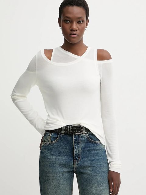 Miss Sixty longsleeve z dodatkiem wełny kolor beżowy 6S4SJ06300 - zdjęcie produktu nr 1