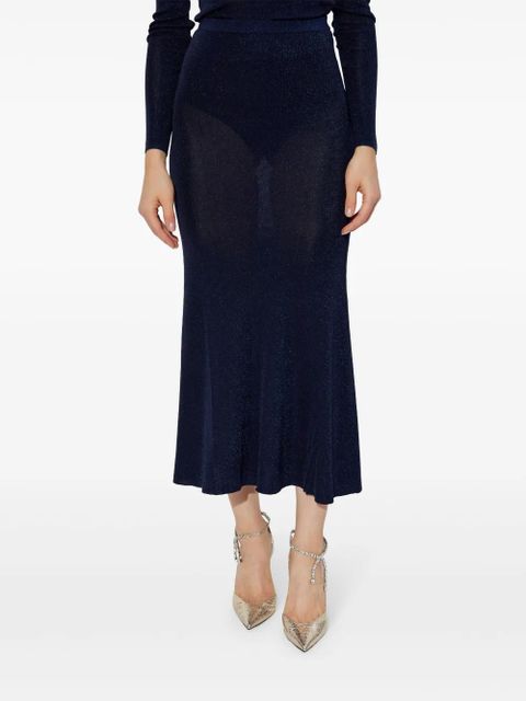 Self-Portrait metallic midi skirt - Blue