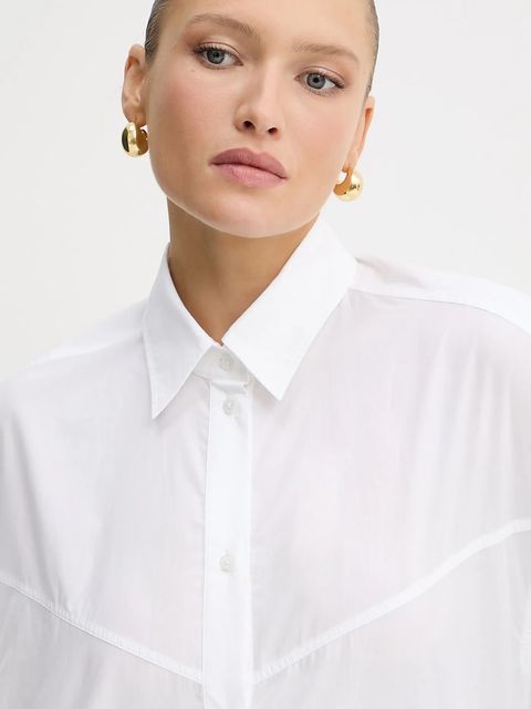 BOSS Orange koszula bawełniana damska kolor biały relaxed z kołnierzykiem klasycznym 50543546