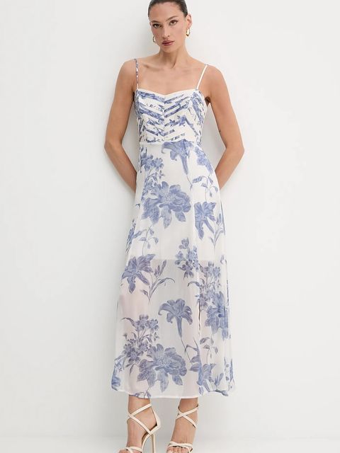 Guess sukienka ELLIE kolor niebieski maxi rozkloszowana W5GT0L WCWF2 - zdjęcie produktu nr 2