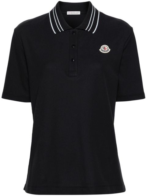 Moncler logo-patch cotton polo shirt - Black - zdjęcie produktu nr 1