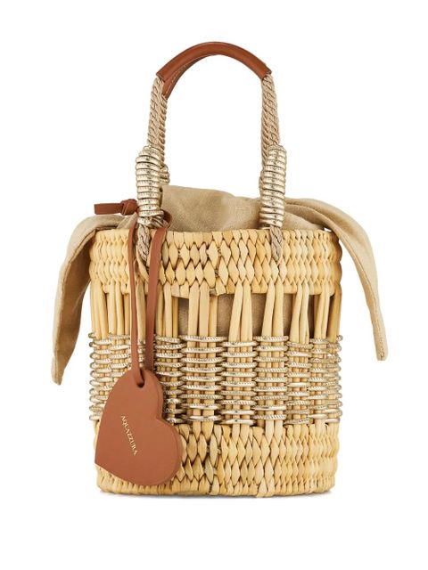 Aquazzura mini straw heart-shaped bucket bag - Neutrals - zdjęcie produktu nr 1