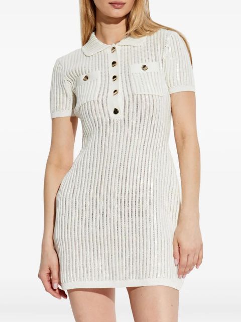 Self-Portrait cotton-blend knitted dress - White