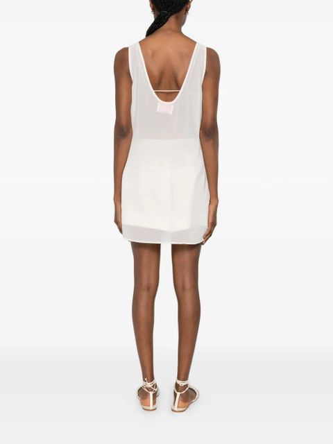MC2 Saint Barth Raya bead-embellished semi-sheer mini dress - Neutrals