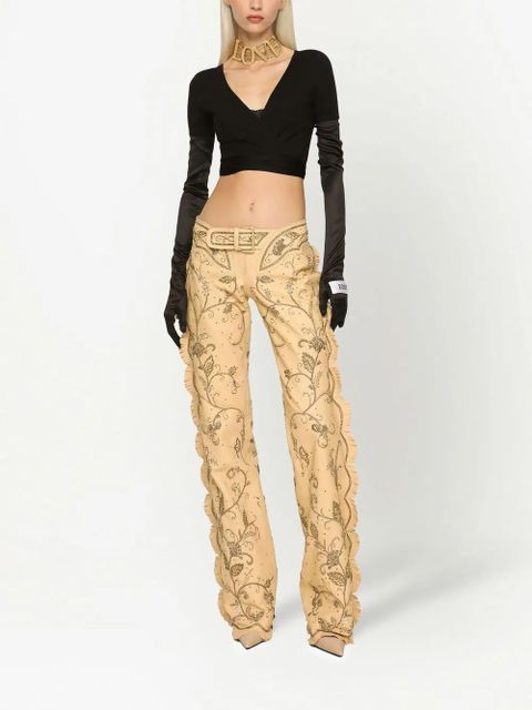 Dolce & Gabbana KIM DOLCE&GABBANA embellished leather trousers - Neutrals