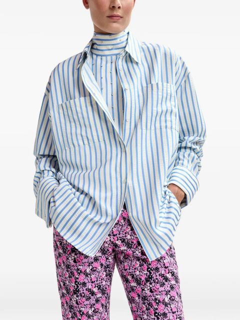 Essentiel Antwerp Janna striped rhinestone-embellished shirt - White