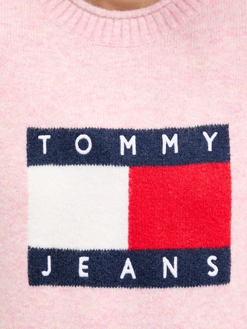 Tommy Jeans sweter z dodatkiem wełny damski kolor różowy lekki DW0DW21782