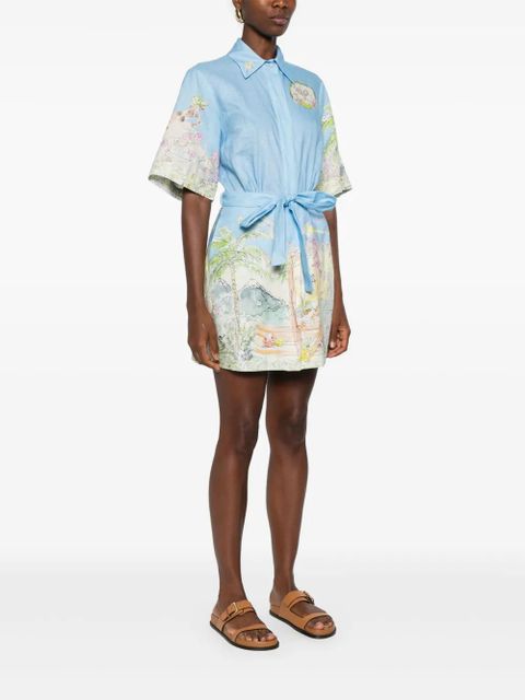 ALEMAIS linen printed dress - Blue