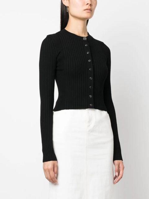Rabanne ribbed wool-blend cardigan - Black