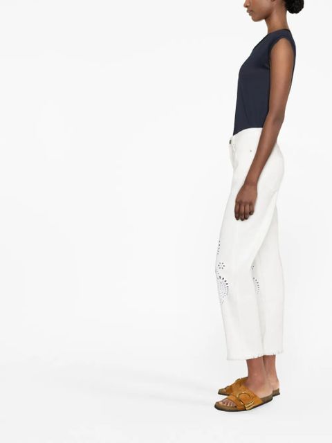 TWINSET high-rise laser-cut straight-leg jeans - White