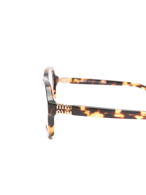 Miu Miu Eyewear tortoiseshell-effect logo-plaque glasses - Brown