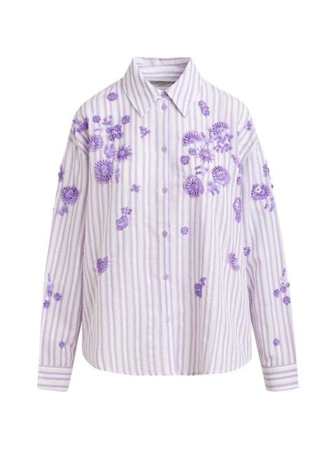 Essentiel Antwerp striped floral appliqué shirt - White - zdjęcie produktu nr 1