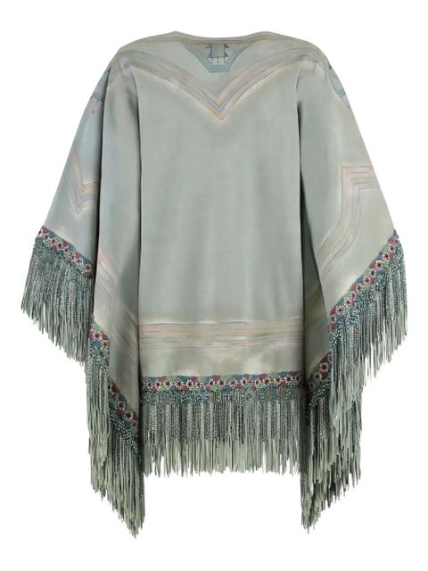 ETRO beaded-fringe poncho - Green - zdjęcie produktu nr 1