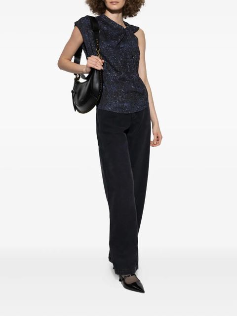 ISABEL MARANT sequin-print knot-detail top - Blue