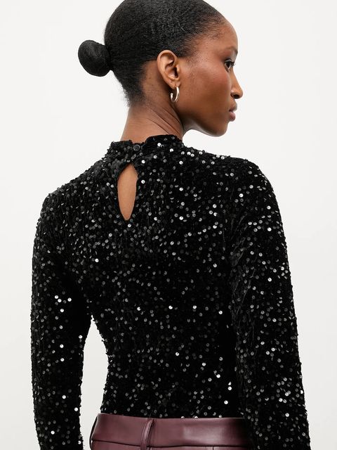 Answear.LAB body welurowe damska kolor czarny gładka