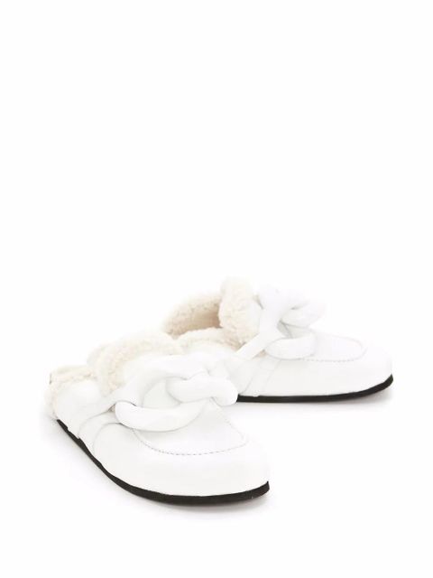 JW Anderson Chain shearling loafer mules - White - zdjęcie produktu nr 2