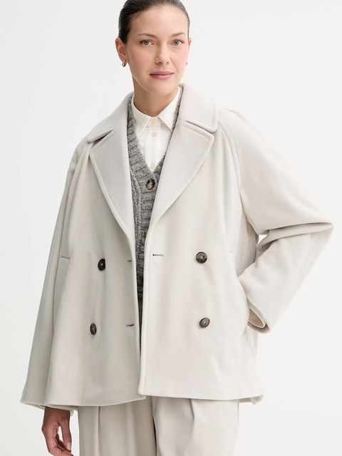 Marc O'Polo płaszcz z wełną kolor szary 508017570119