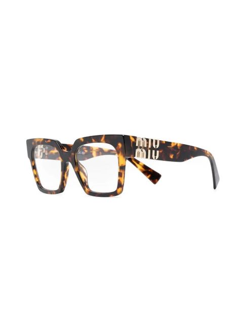 Miu Miu Eyewear tortoise square frame glasses - Brown - zdjęcie produktu nr 2