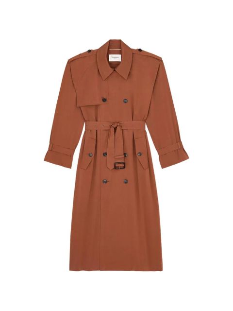 Saint Laurent belted double-breasted trench - Brown