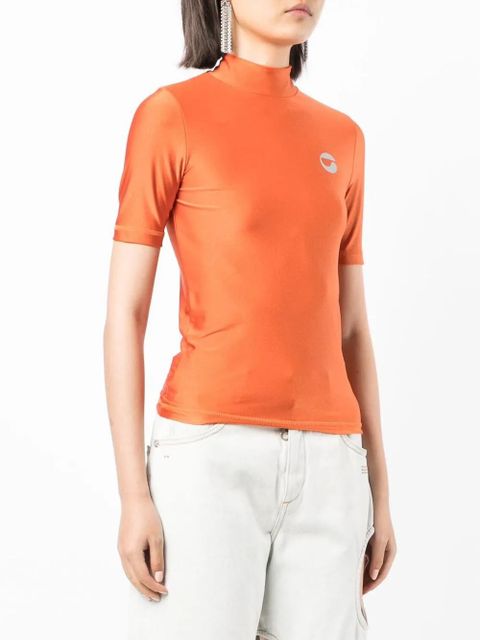 Coperni logo-print mock-neck T-shirt - Orange