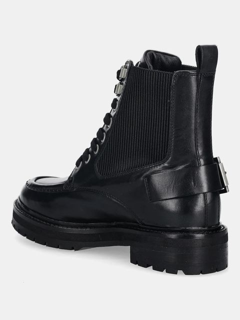 Barbour botki skórzane Leonie damskie kolor czarny na płaskim obcasie LFO0778BK91