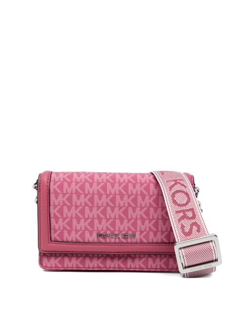 Michael Kors Jet Set Small Signature Logo Print Woven Crossbody Bag - Pink - zdjęcie produktu nr 1